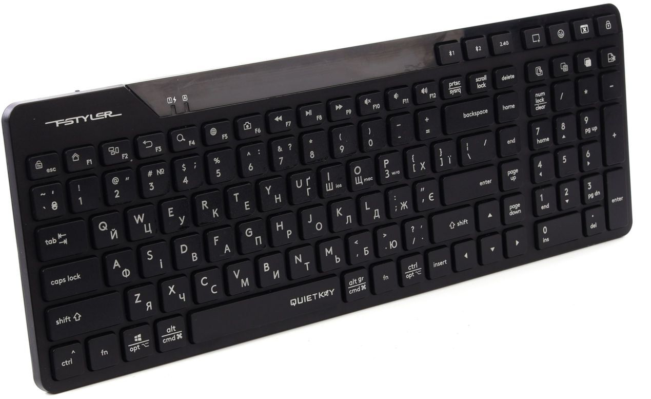 Клавиатура A4Tech беспроводная Fstyler, Bluetooth / 2.4 ГГц, с аккумулятором, quiet key, FBK27C AS (Black) фото2