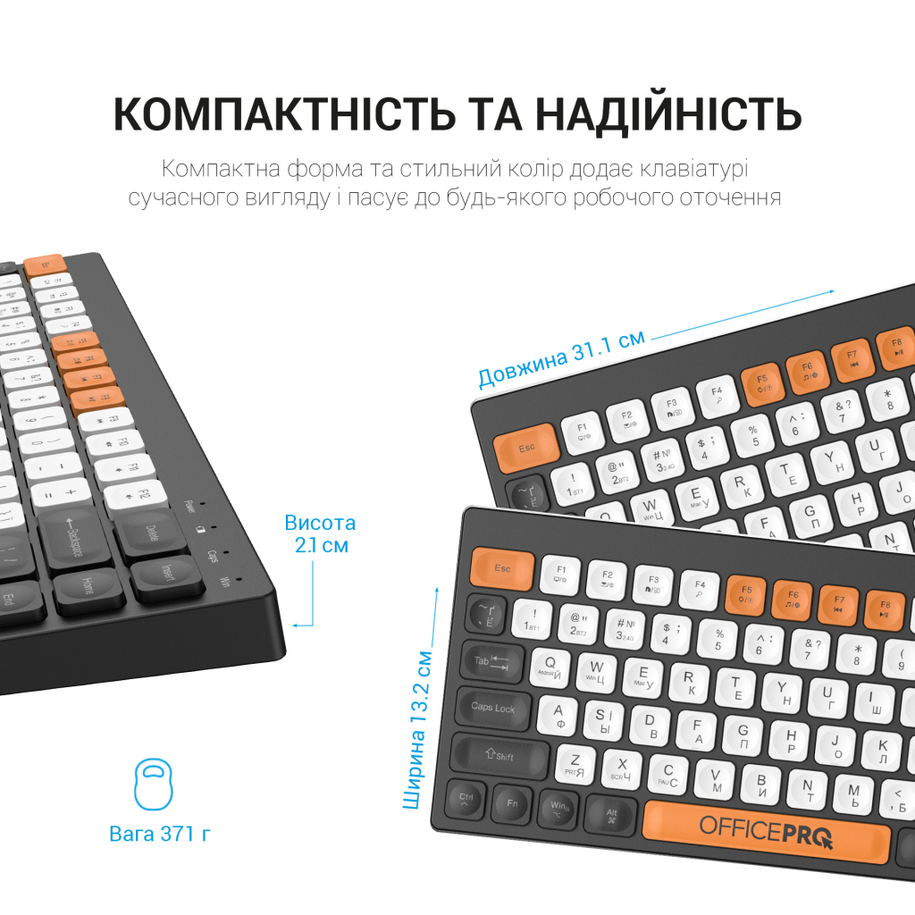 Клавіатура бездротова OfficePro SK955B Bluetooth Black фото5