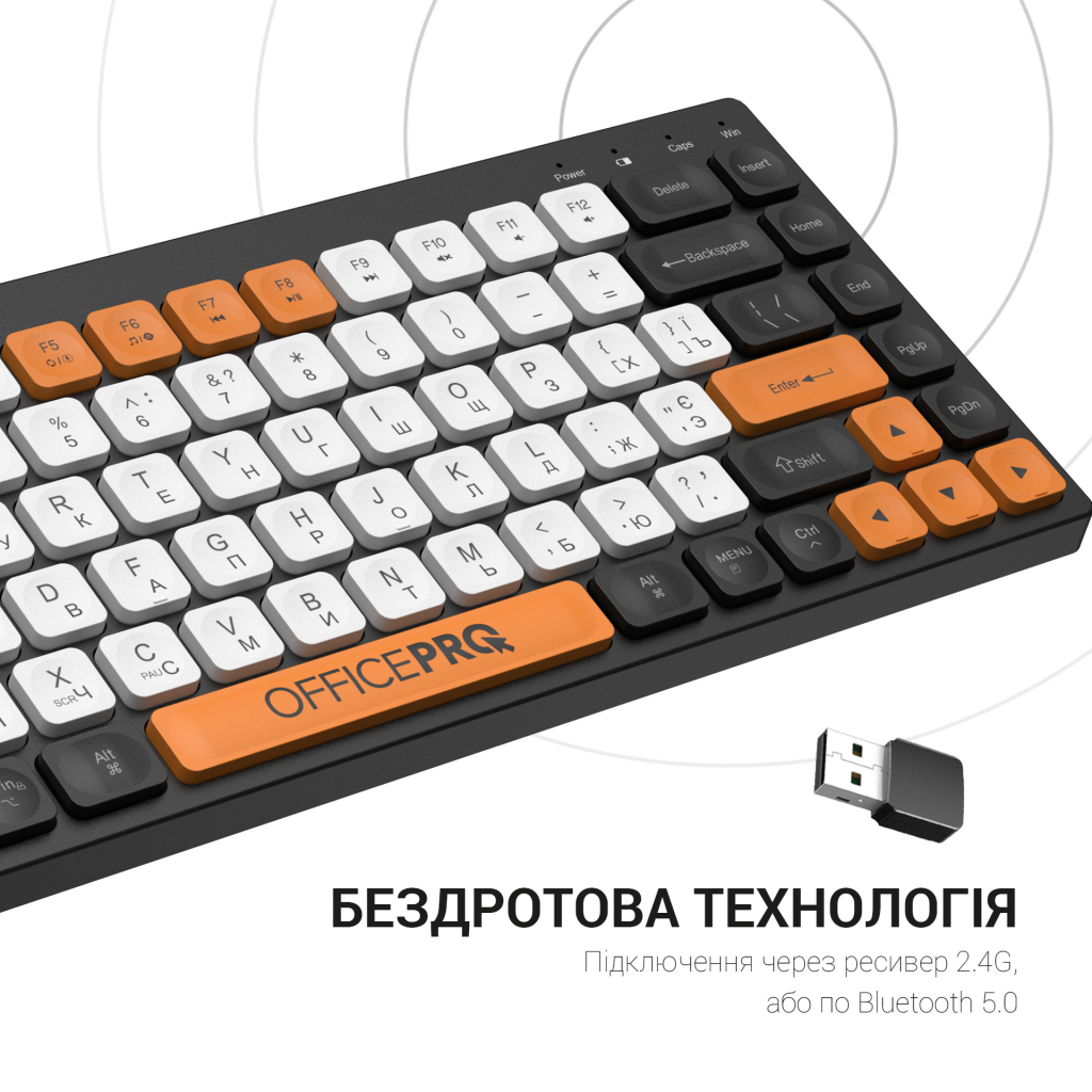 Клавіатура бездротова OfficePro SK955B Bluetooth Black фото7