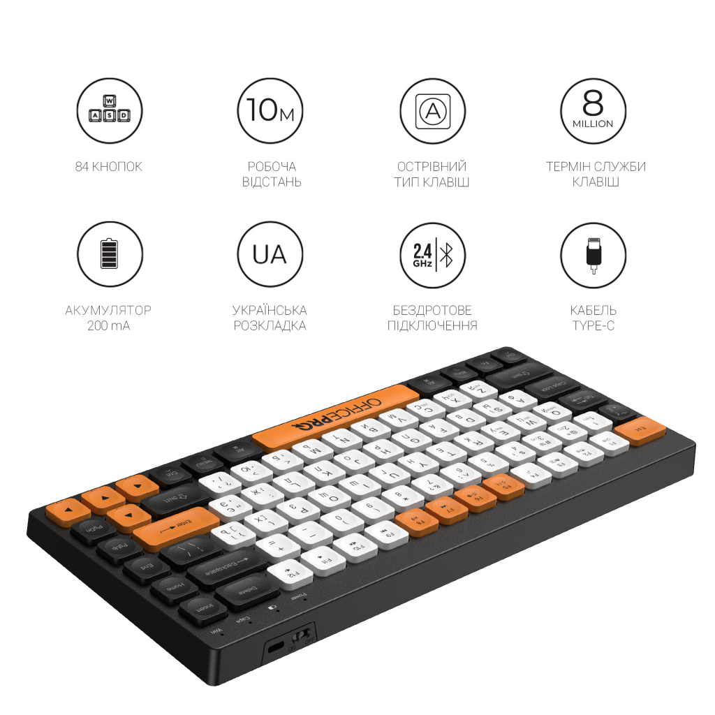 Клавіатура бездротова OfficePro SK955B Bluetooth Black фото8