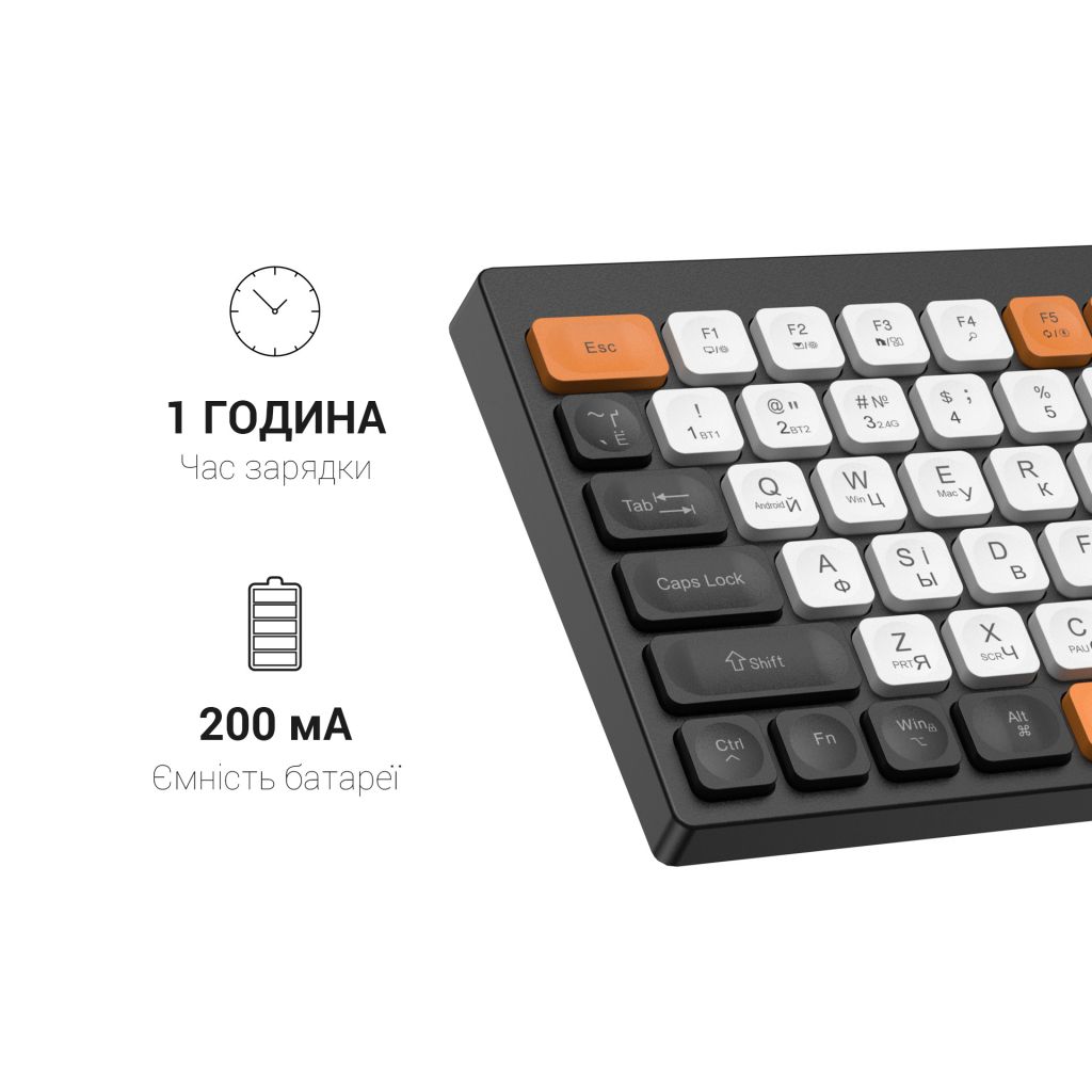 Клавіатура бездротова OfficePro SK955B Bluetooth Black фото9