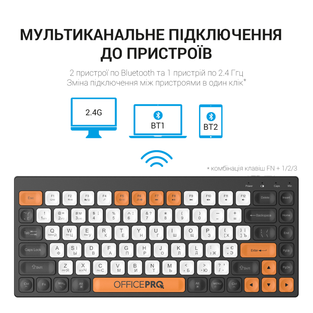 Клавіатура бездротова OfficePro SK955B Bluetooth Black фото10