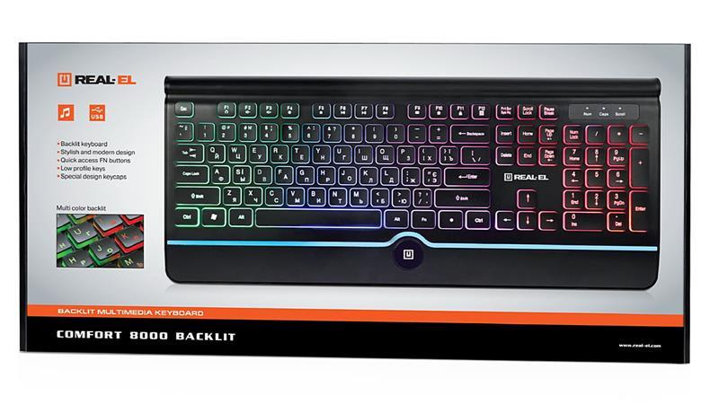 Клавіатура REAL-EL Comfort 8000 Backlit Ukr Black фото9