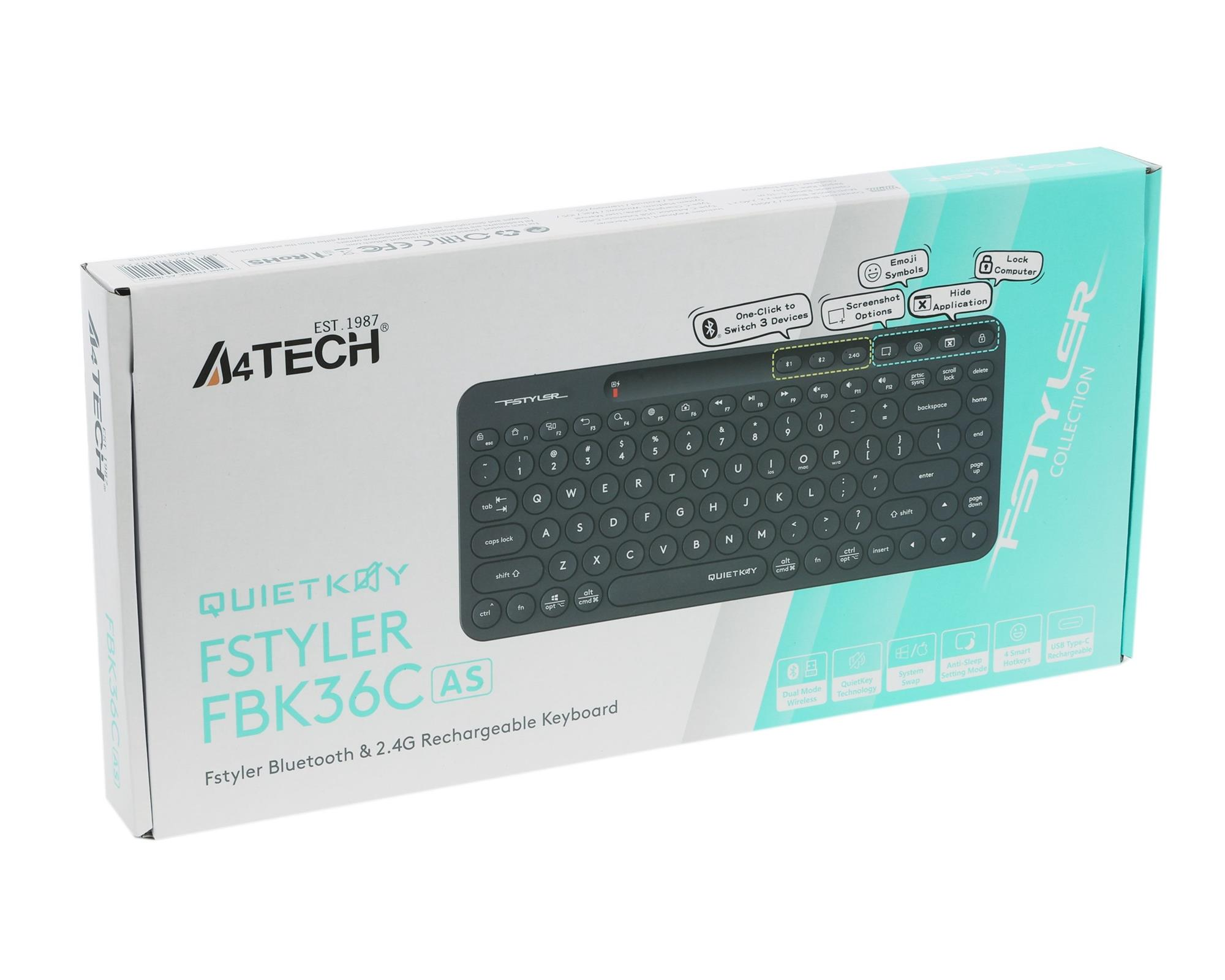 Клавіатура бездротова A4Tech FBK36C AS Black фото