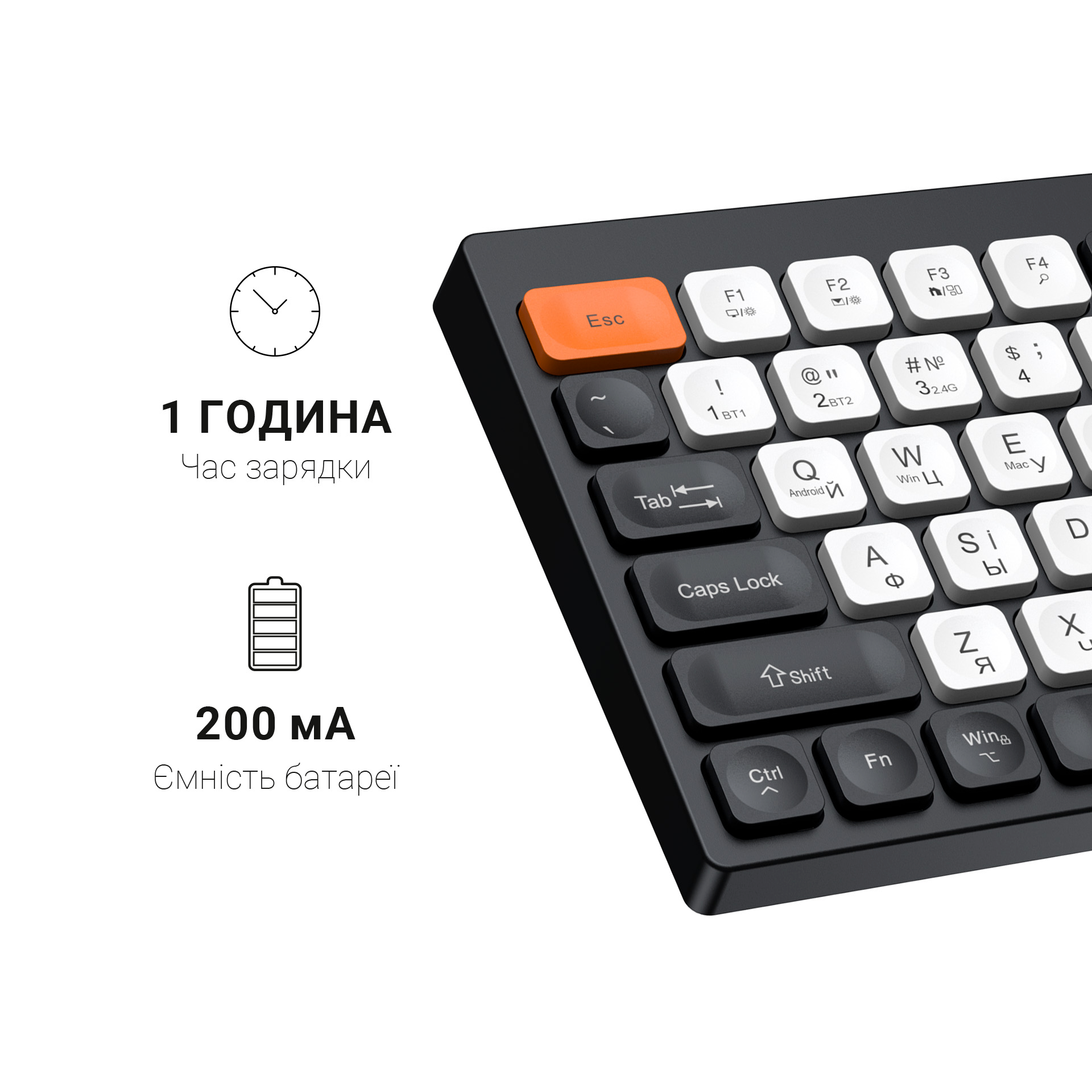 Клавіатура бездротова OfficePro SK985BO Bluetooth Black/White фото12