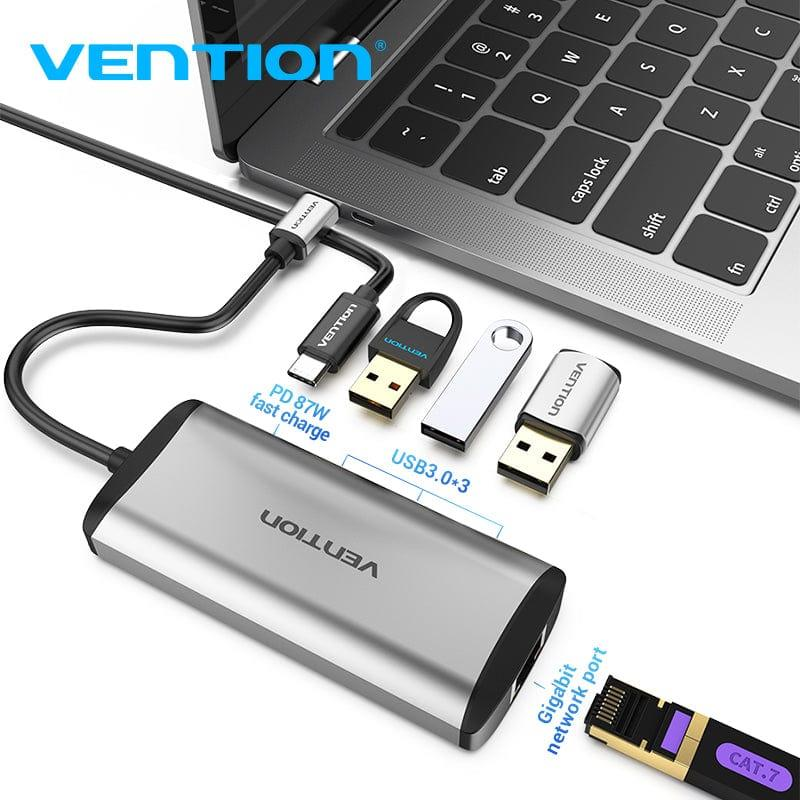 Концентратор Vention USB-C 3-Port, RJ-45, PD, 0.15 m (TGDHB) фото2