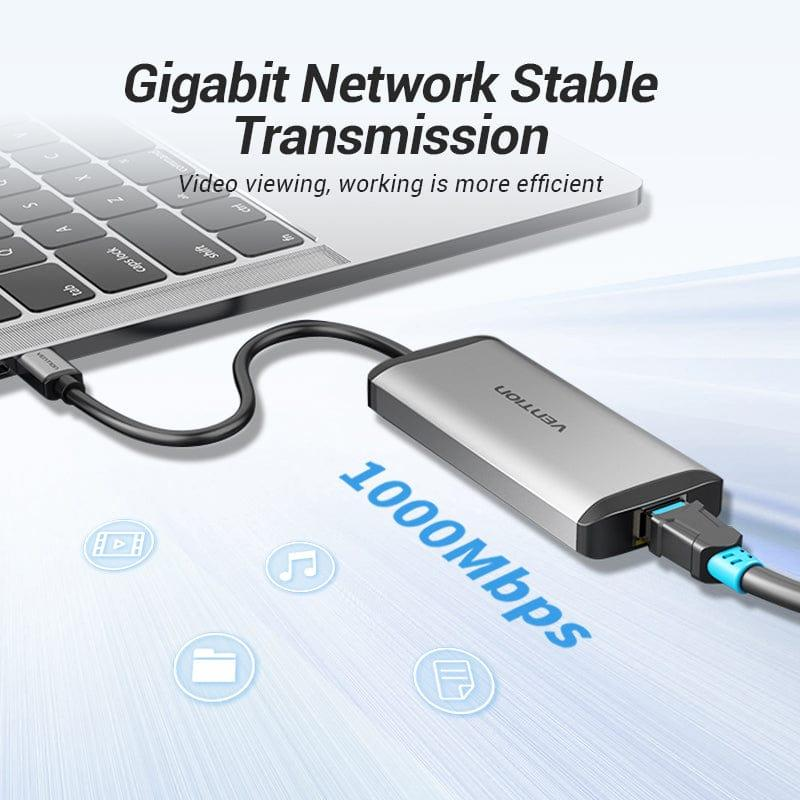 Концентратор Vention USB-C 3-Port, RJ-45, PD, 0.15 m (TGDHB) фото5