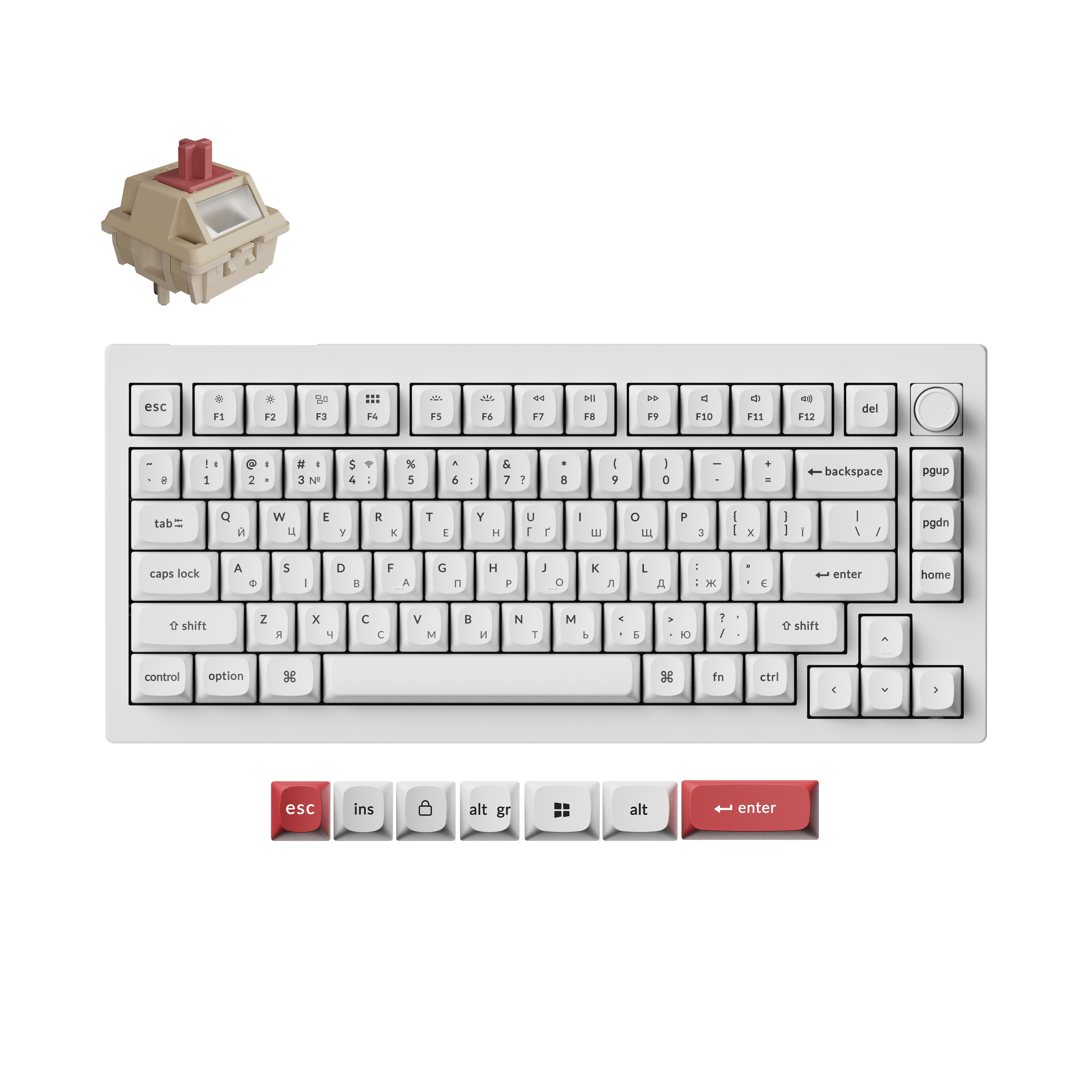 Клавиатура Keychron V1 Ultra Keychron Red Switch White RGB (V1U-F1-UA) фото7