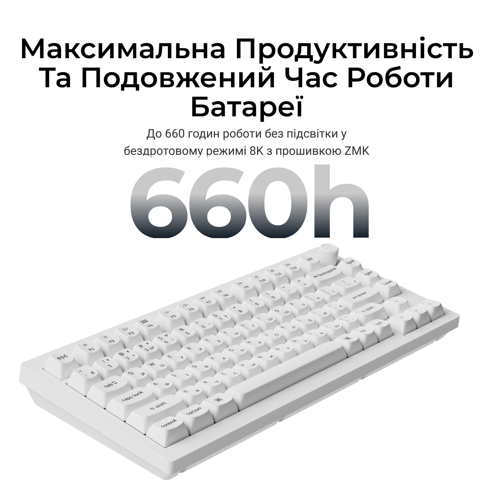 Клавиатура Keychron V1 Ultra Keychron Red Switch White RGB (V1U-F1-UA) фото11