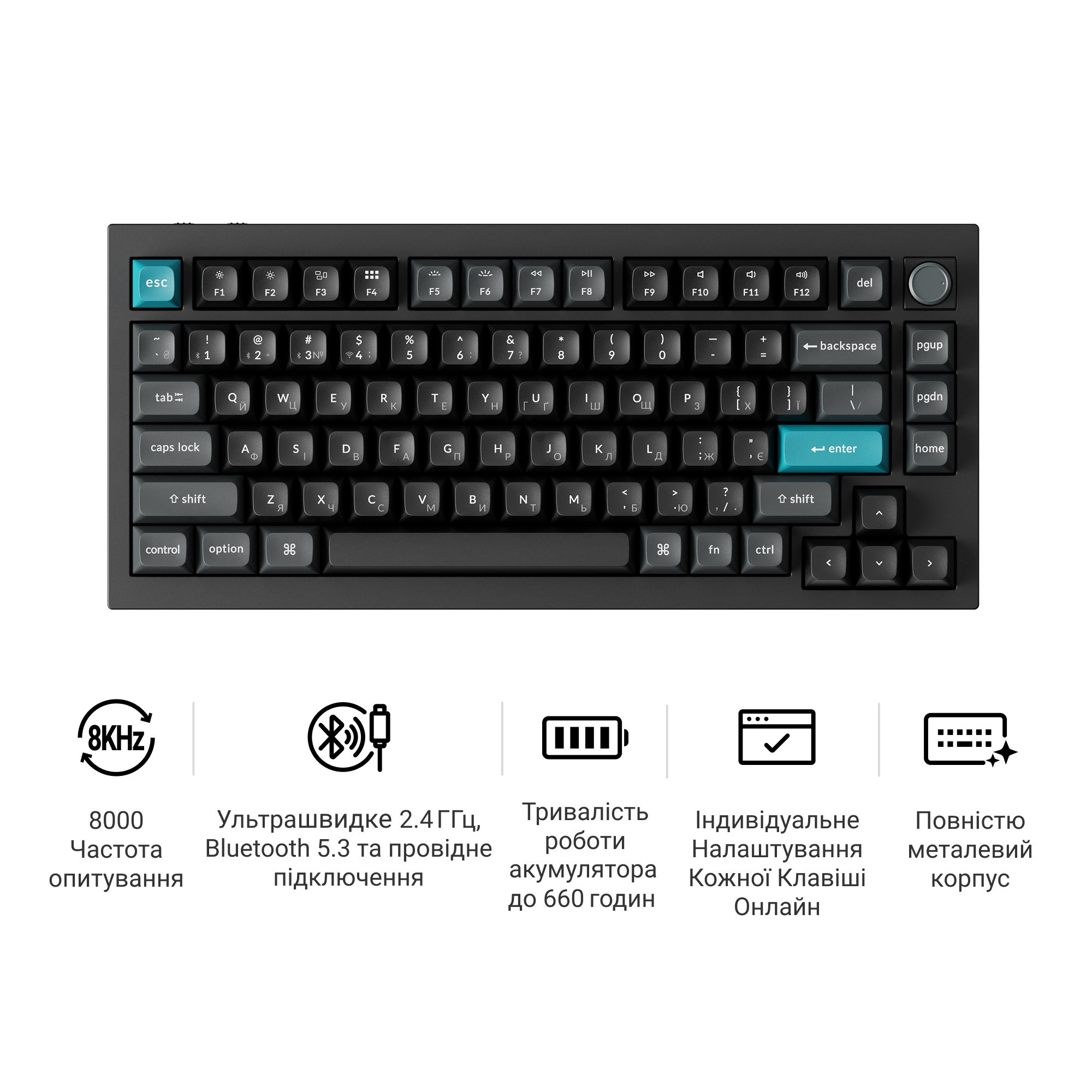 Клавиатура Keychron Q1 Ultra Keychron Red Switch Black RGB (Q1U-M1-UA) фото