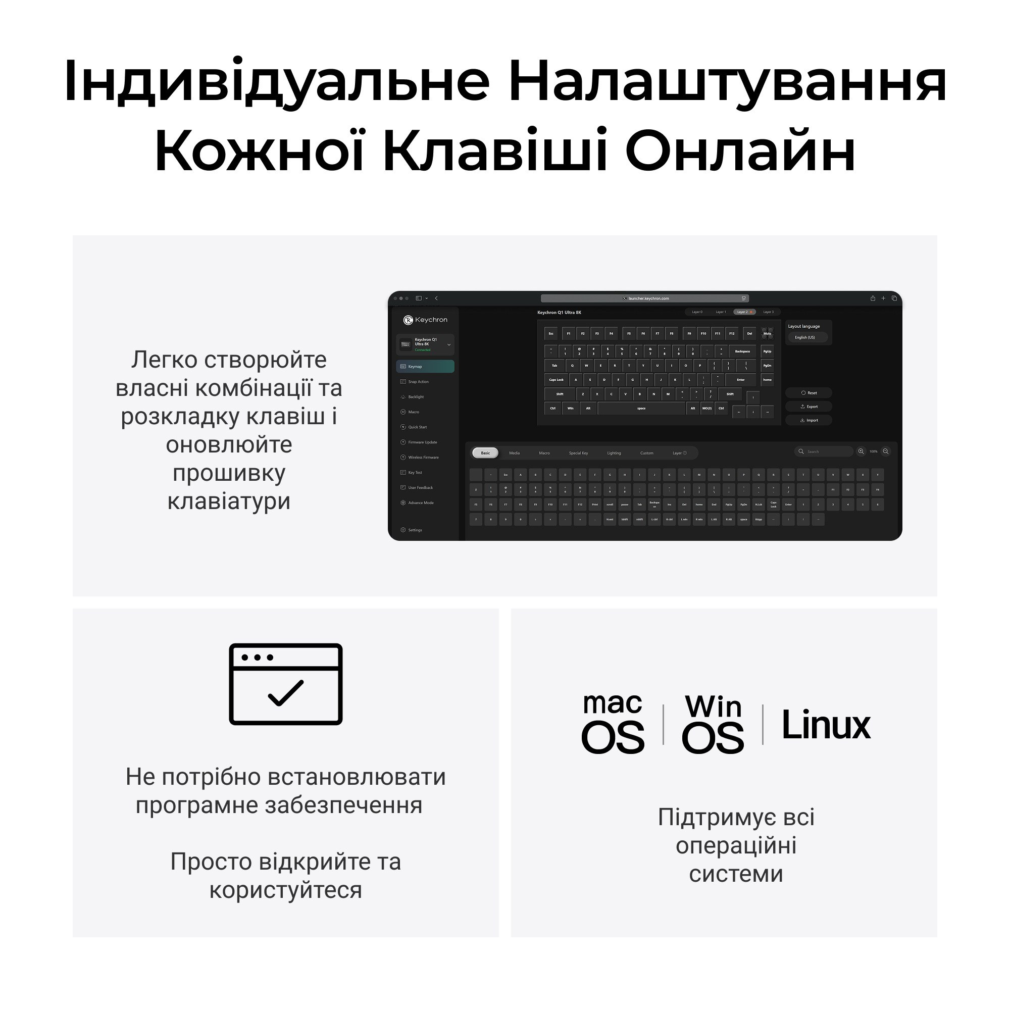 Клавиатура Keychron Q1 Ultra Keychron Red Switch Black RGB (Q1U-M1-UA) фото