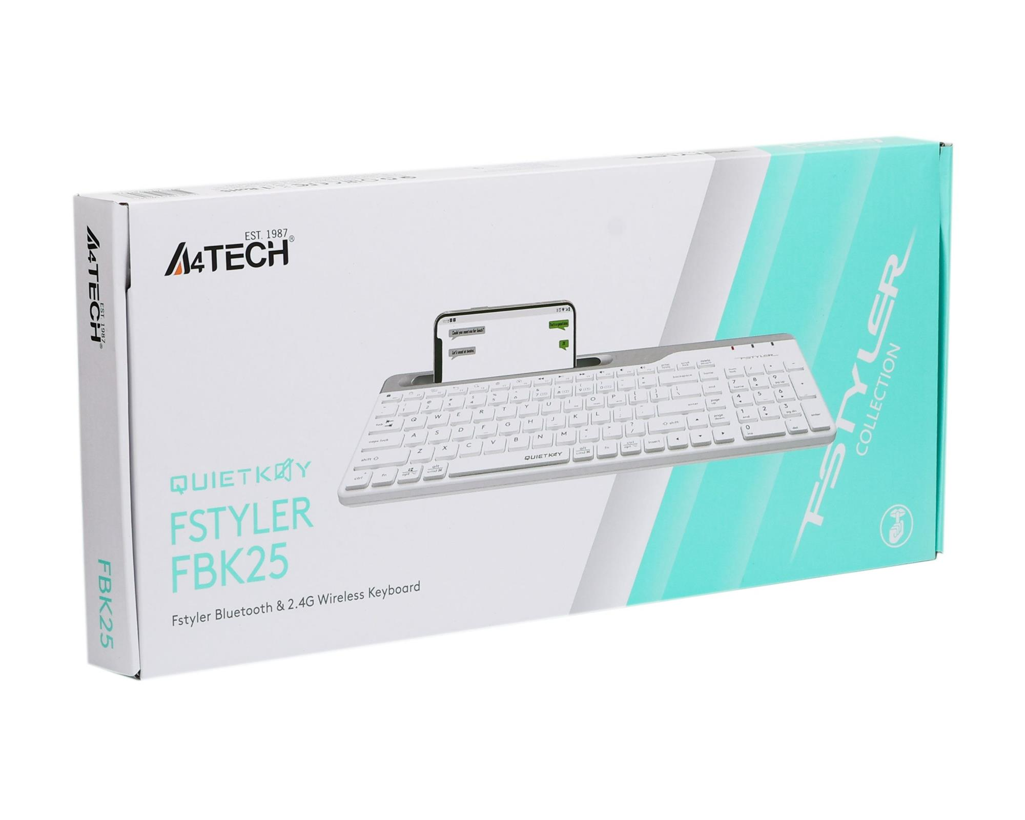 Клавиатура A4Tech беспроводная Fstyler, Bluetooth / 2.4 ГГц, FBK25 (White) фото