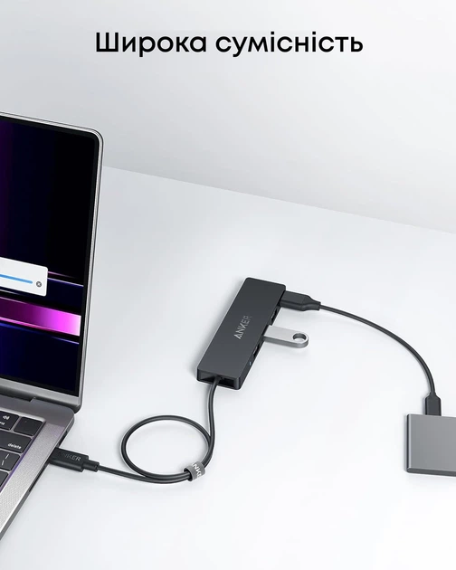 Концентратор Anker PowerExpand Direct 4-in-1 USB-C PD Media Hub Black (A8309G11) фото2