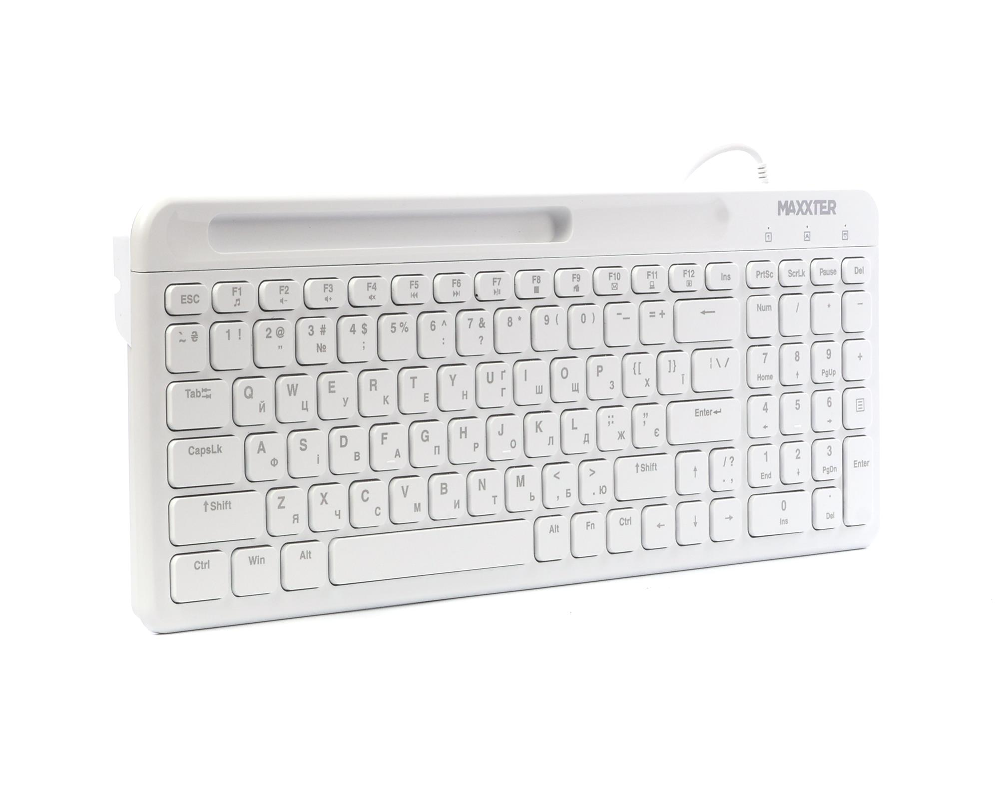 Дротова клавіатура Maxxter, ножичний механізм, KB-01W-UA біла фото2