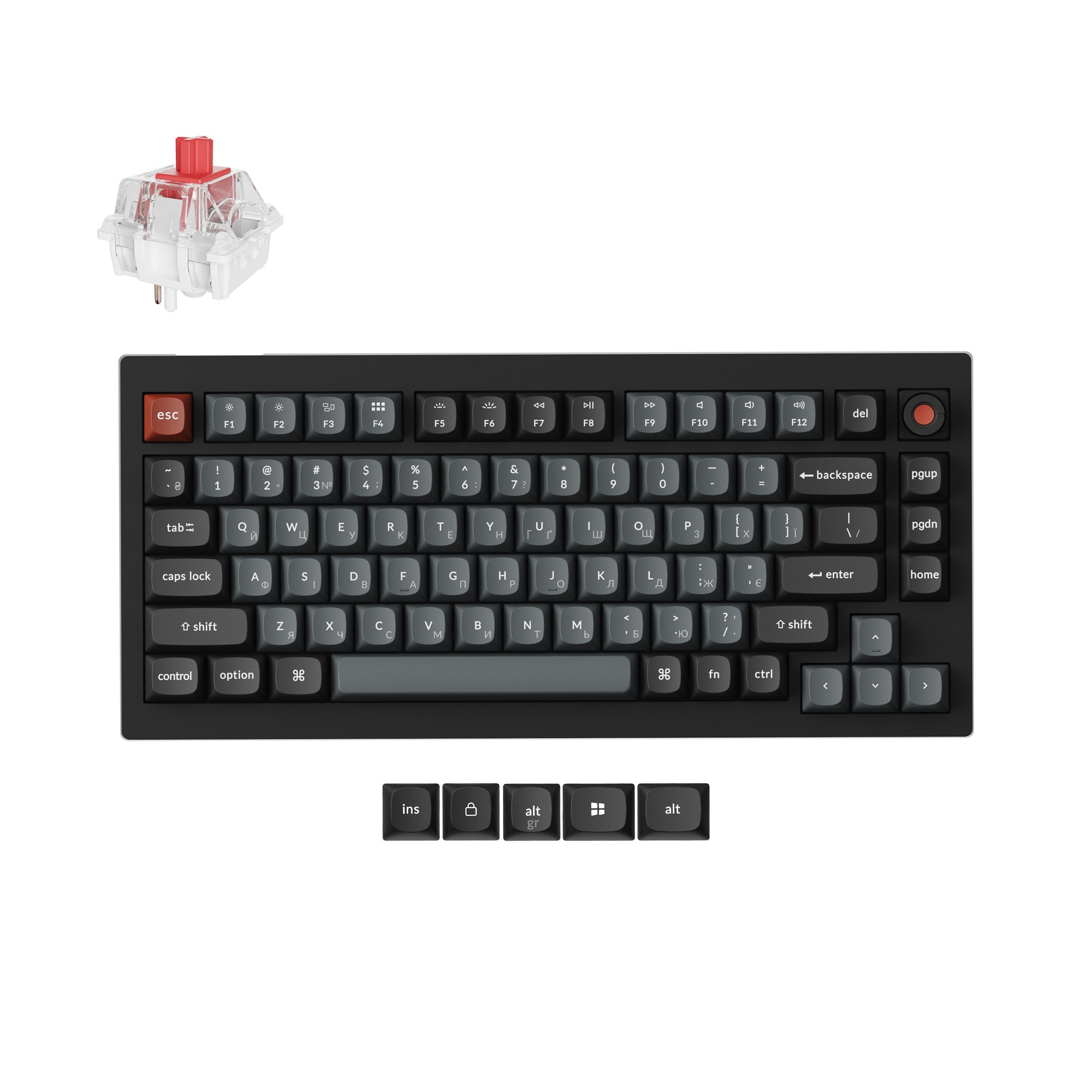 Клавіатура Keychron V1 8K Keychron Super Red Switch Black RGB (V1W-D1-UA) фото7