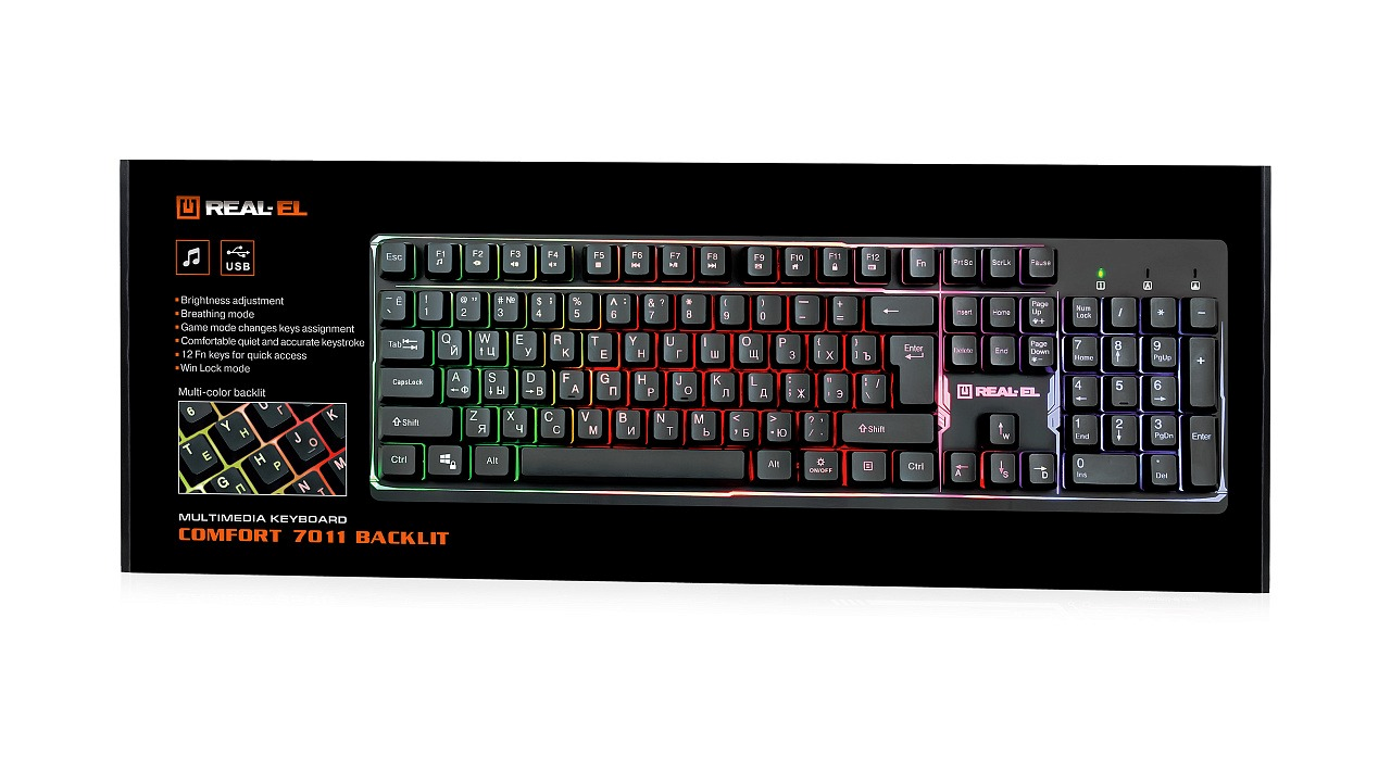 Клавіатура REAL-EL Comfort 7011 Backlit Ukr Black фото9