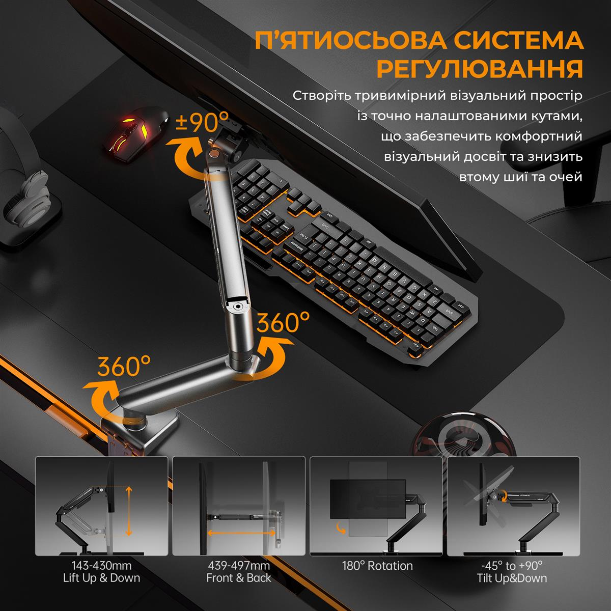 Кронштейн Anda Seat Stealth II 17"-32" Black (AD-W-A6D-1S-BB) (VESA100х100) фото13