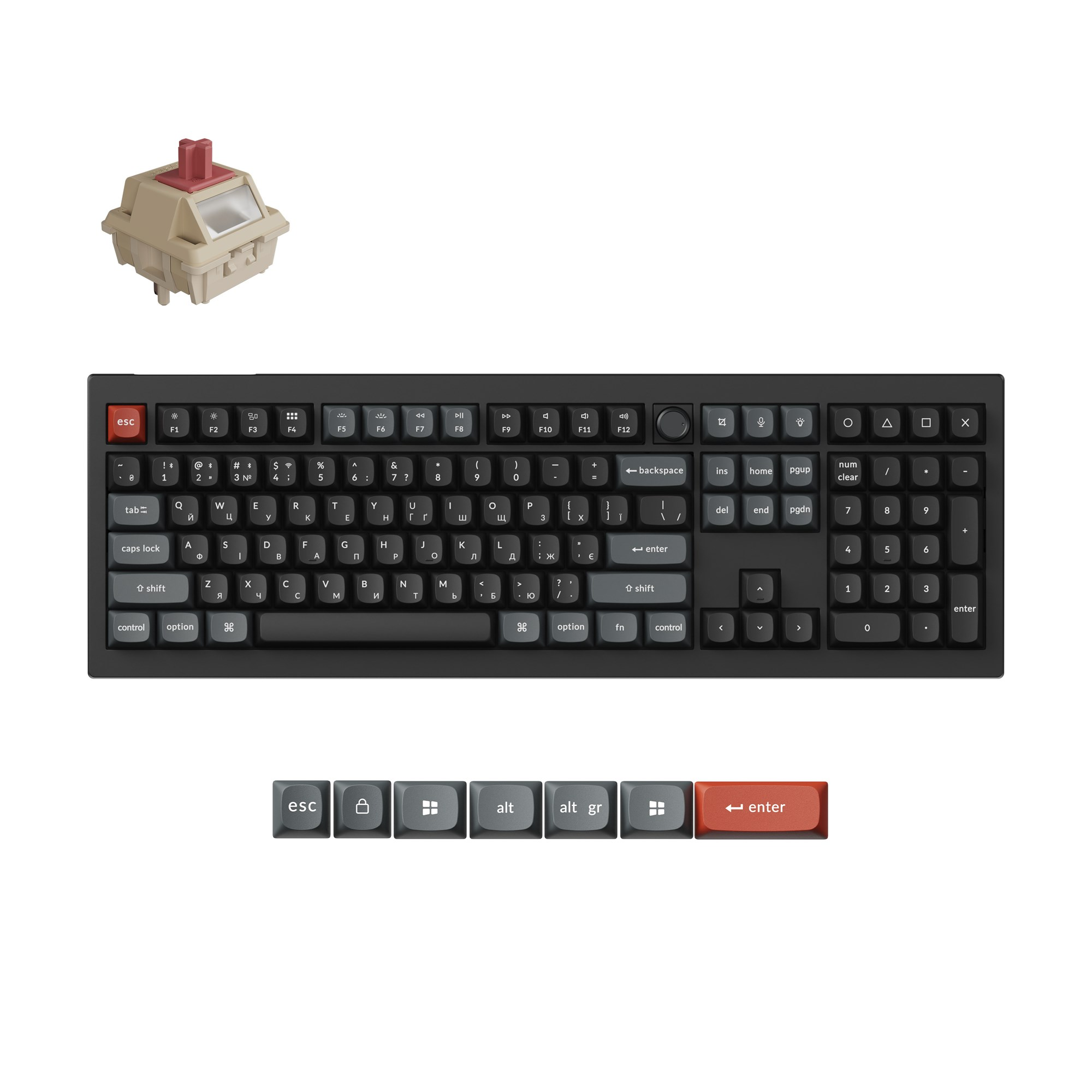 Клавіатура бездротова Keychron V6 Ultra Keychron Red Switch Black RGB (V6U-D1-UA) фото7