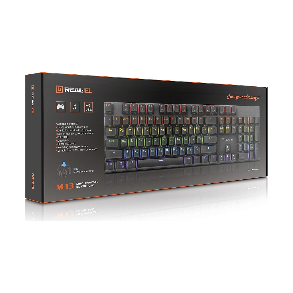 Клавіатура REAL-EL M 13 Grey USB фото10