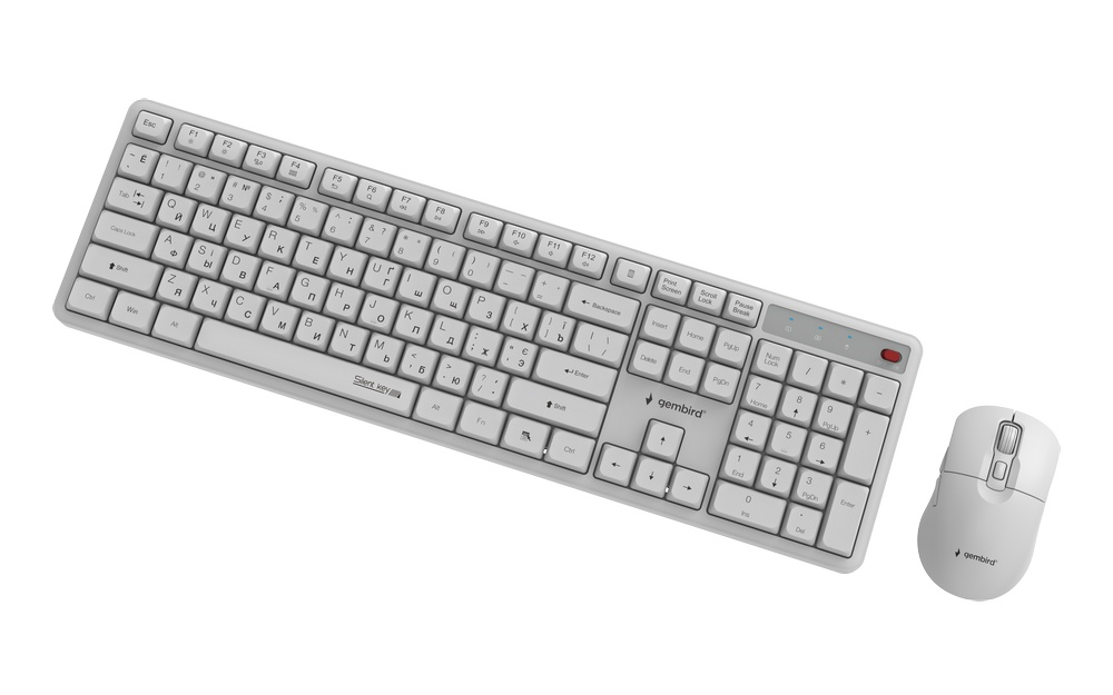 Беспроводной комплект Gembird Silent Key Pro Business, KBS-WMS-01-W-CYRL белый фото3