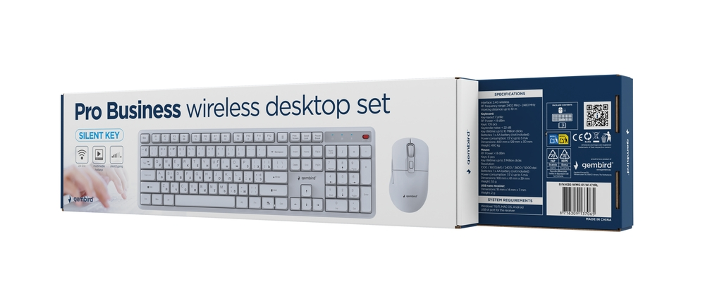 Беспроводной комплект Gembird Silent Key Pro Business, KBS-WMS-01-W-CYRL белый фото4