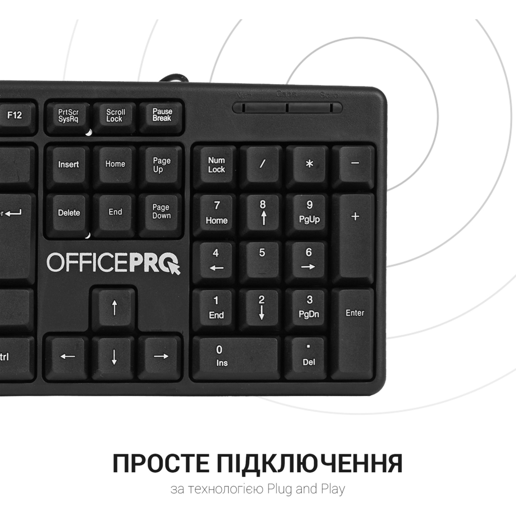 Клавиатура OfficePro SK166 Black фото