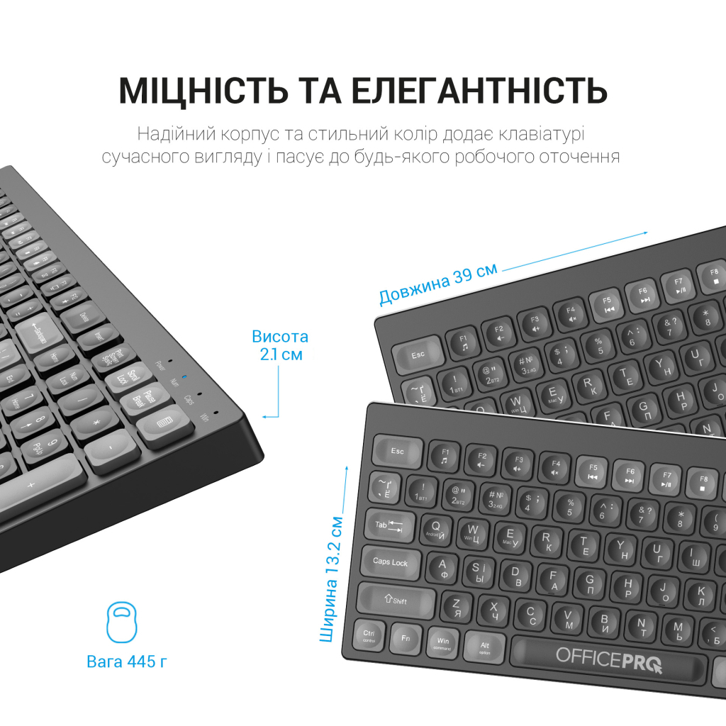 Клавіатура бездротова OfficePro SK985B Bluetooth Black фото8