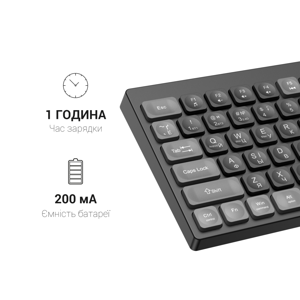 Клавіатура бездротова OfficePro SK985B Bluetooth Black фото11