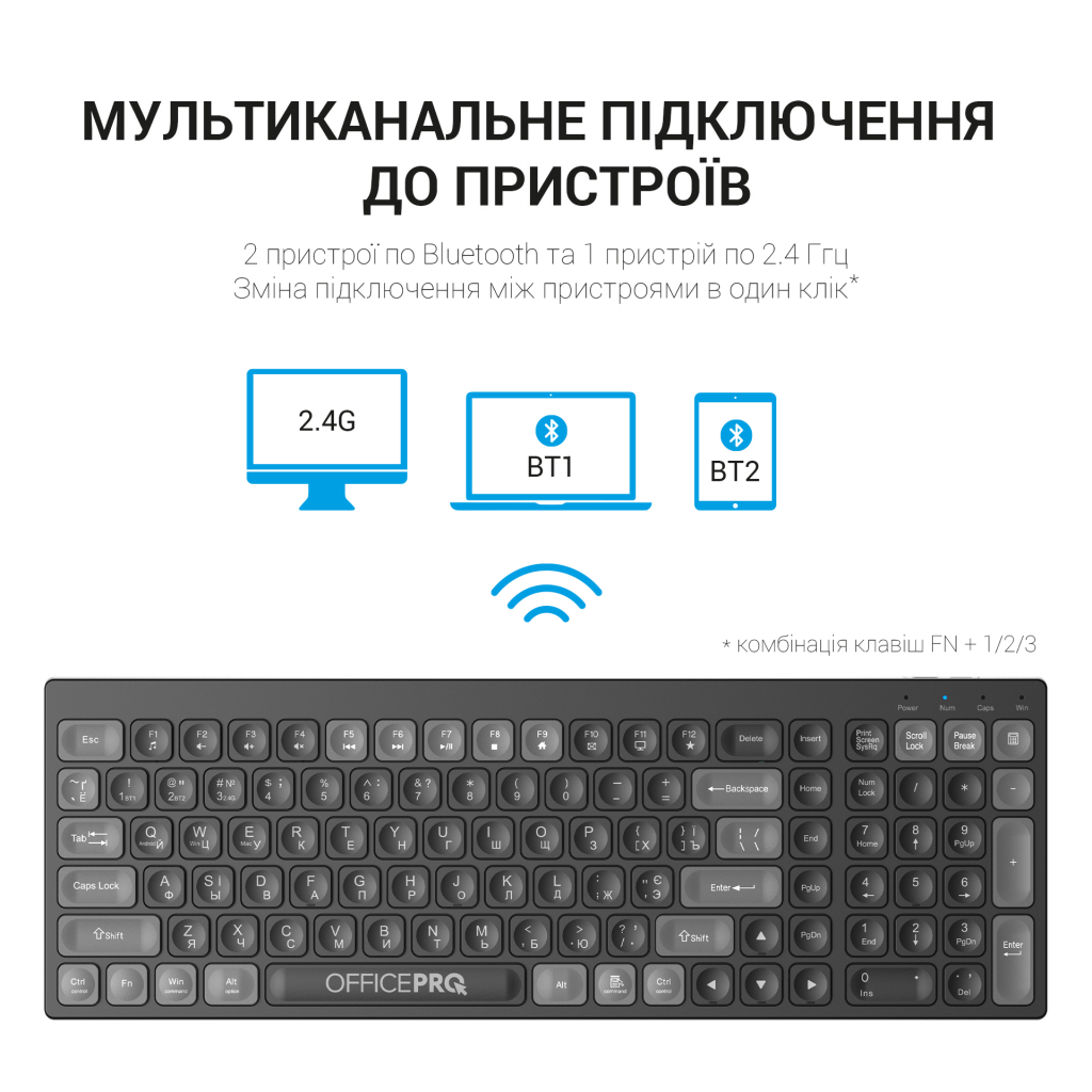Клавіатура бездротова OfficePro SK985B Bluetooth Black фото12