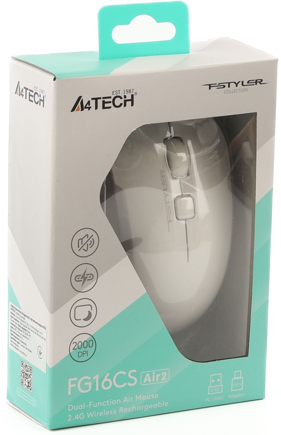 Мышь Fstyler, 2.4 ГГц, аккумулятор, 2000 dpi, FG16CS Air2 (White) фото4