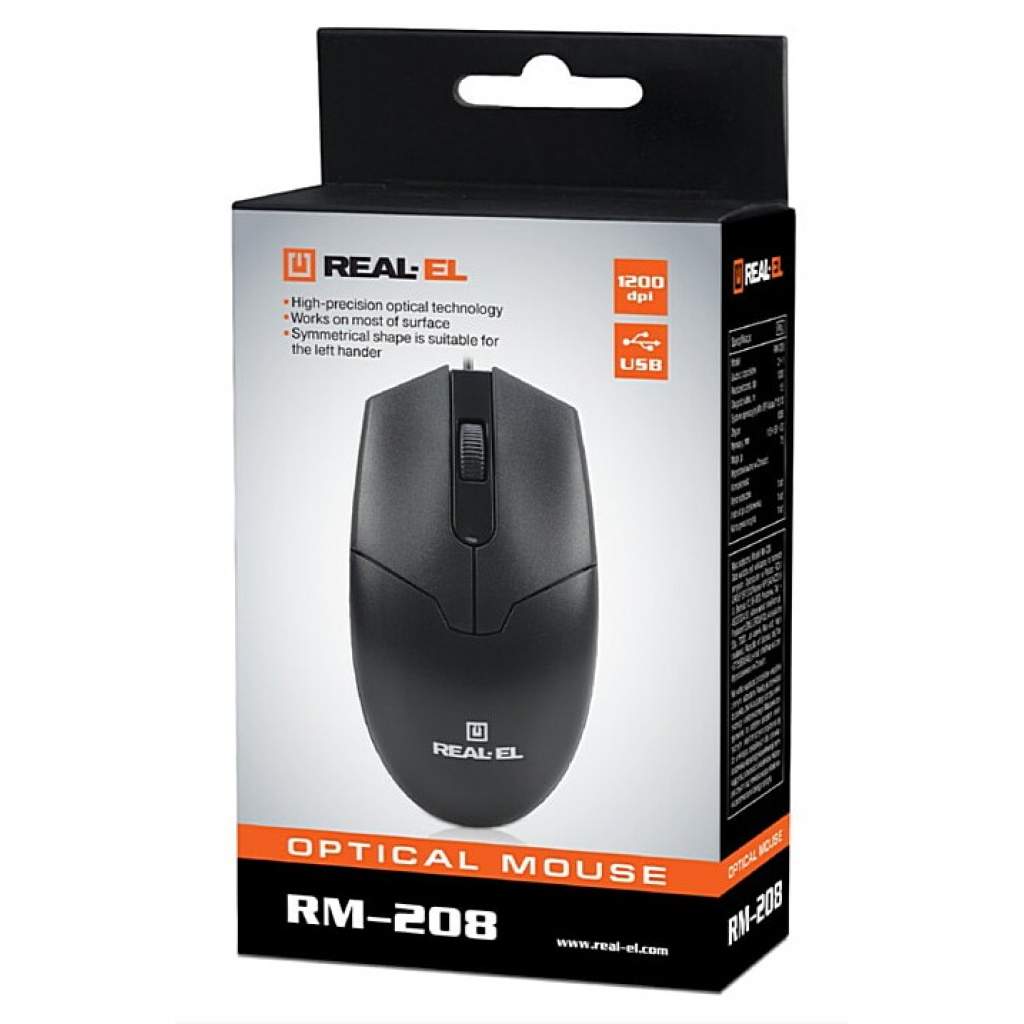 Мышь REAL-EL RM-208 Black (EL123200030) фото10