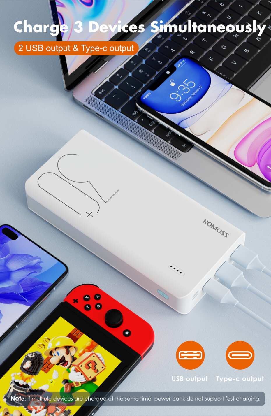 Павербанк Romoss Sense8+ 30000mAh White (PHP30-401-02) фото4