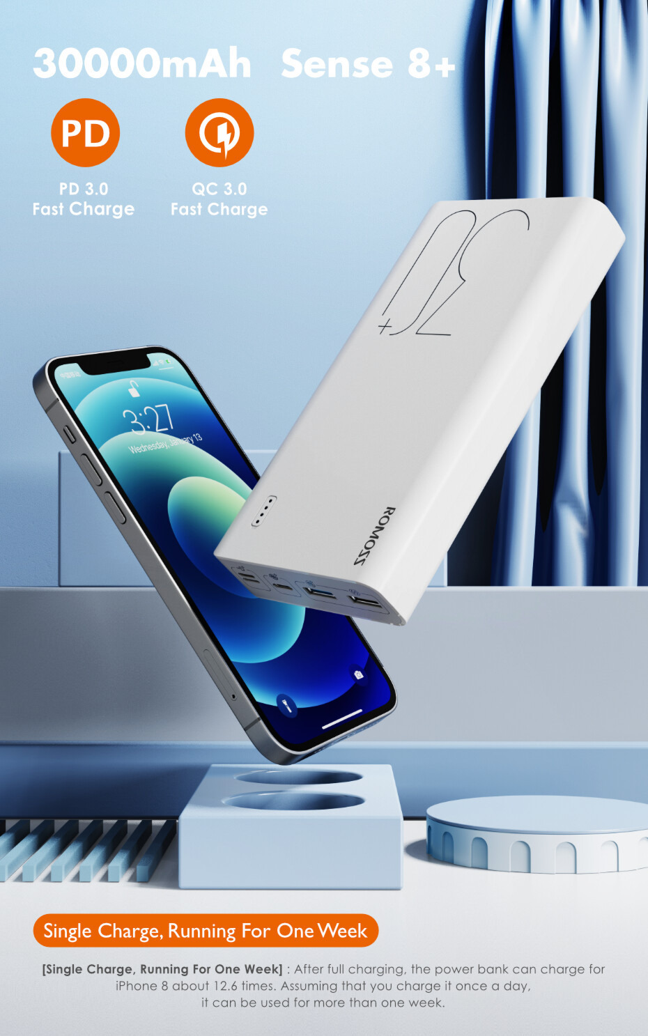 Павербанк Romoss Sense8+ 30000mAh White (PHP30-401-02) фото6