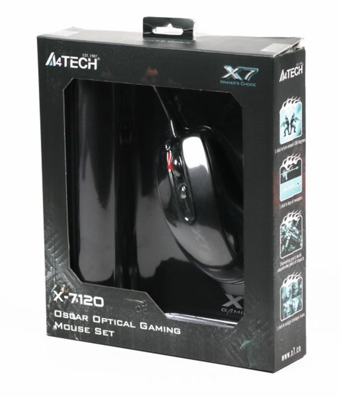 Миша A4Tech X-710BK Black USB + килимок A4Tech X7-200MP фото6