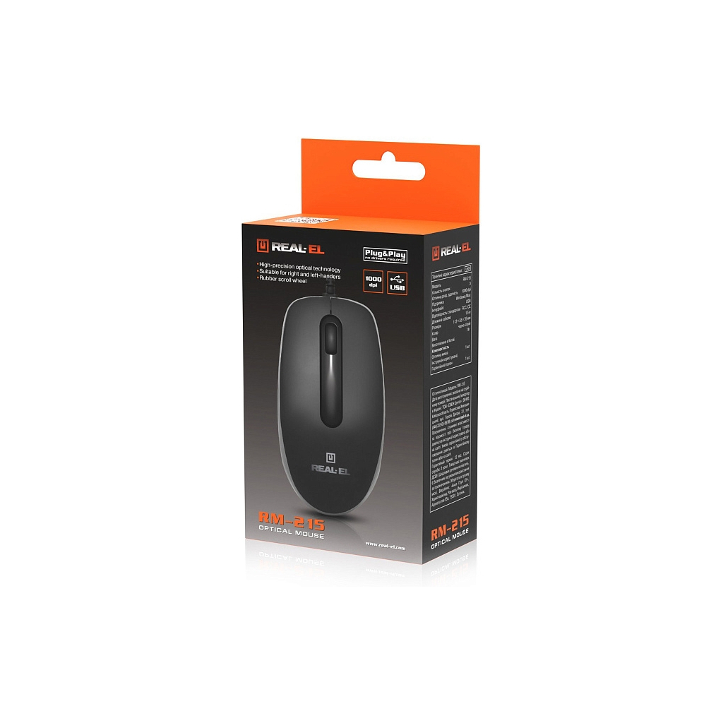Мышь REAL-EL RM-215 Black (EL123200037) фото10
