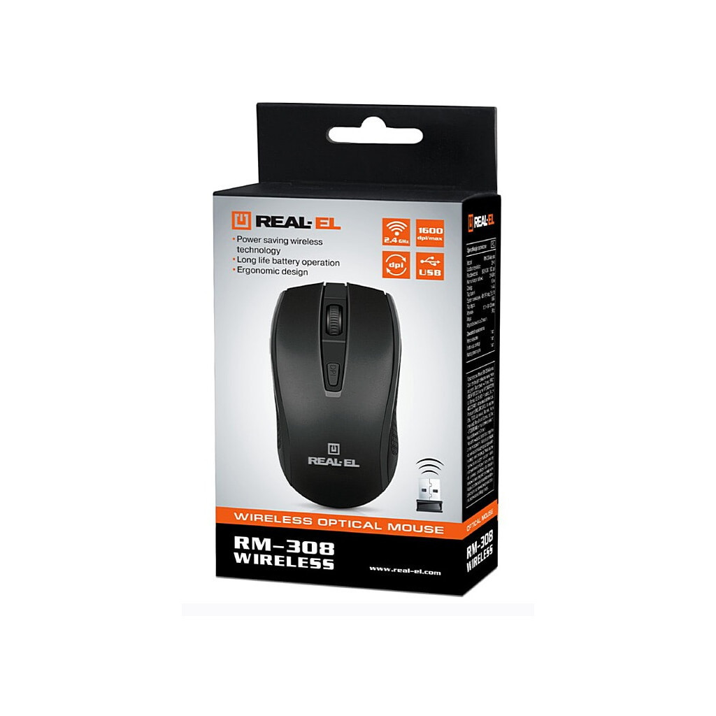 Мышь REAL-EL RM-308 Black фото10