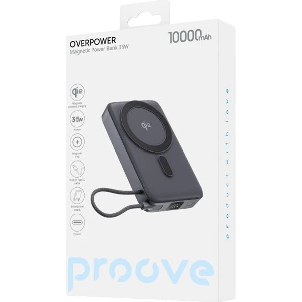 Універсальна мобільна батарея Proove OverPower 35W 10000mAh Qi2 Gray (PBOP35012105) фото