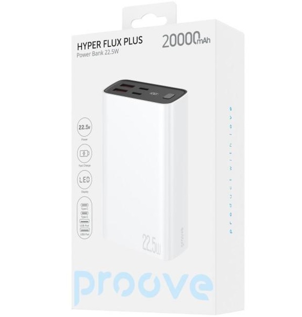 Павербанк Proove Hyper Flux Plus 22.5W 20000mAh White (PBF222120002) фото