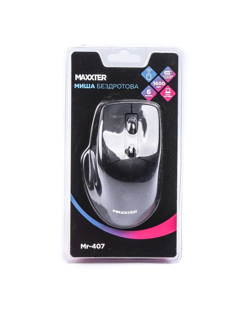 Миша Maxxter, 6 кнопок, 1600 DPI, USB, чорний фото