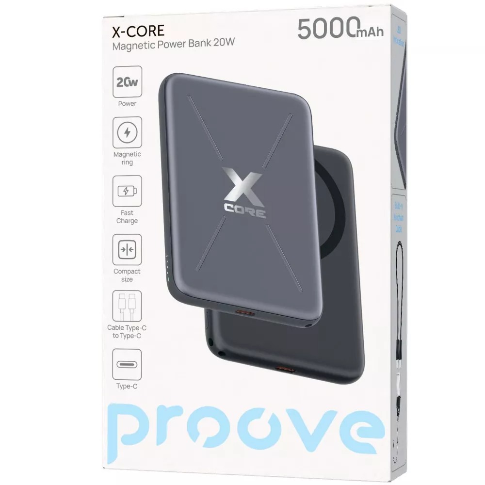 Універсальна мобільна батарея Proove X-Core 20W 5000mAh Gray (PNXC20010003) фото