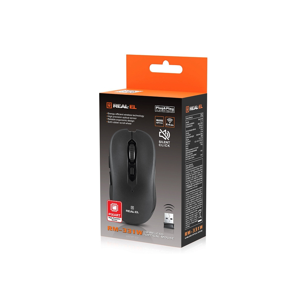 Мишь REAL-EL RM-331W Black фото11