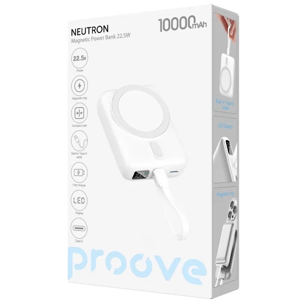 Павербанк Proove Neutron 22.5W 10000mAh Silver/White (PBNE22022206) фото