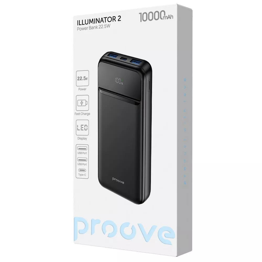 Універсальна мобільна батарея Proove Illuminator 2 22.5W 10000mAh Black (PBIP10212201) фото