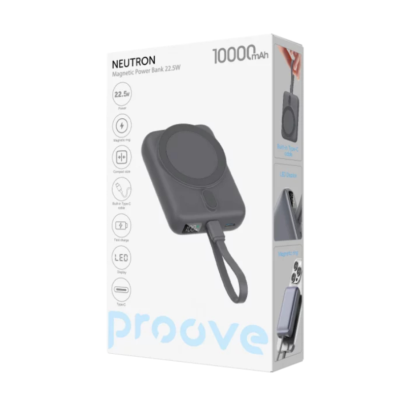 Універсальна мобільна батарея Proove Neutron 22.5W 10000mAh Gray (PBNE22022203) фото3