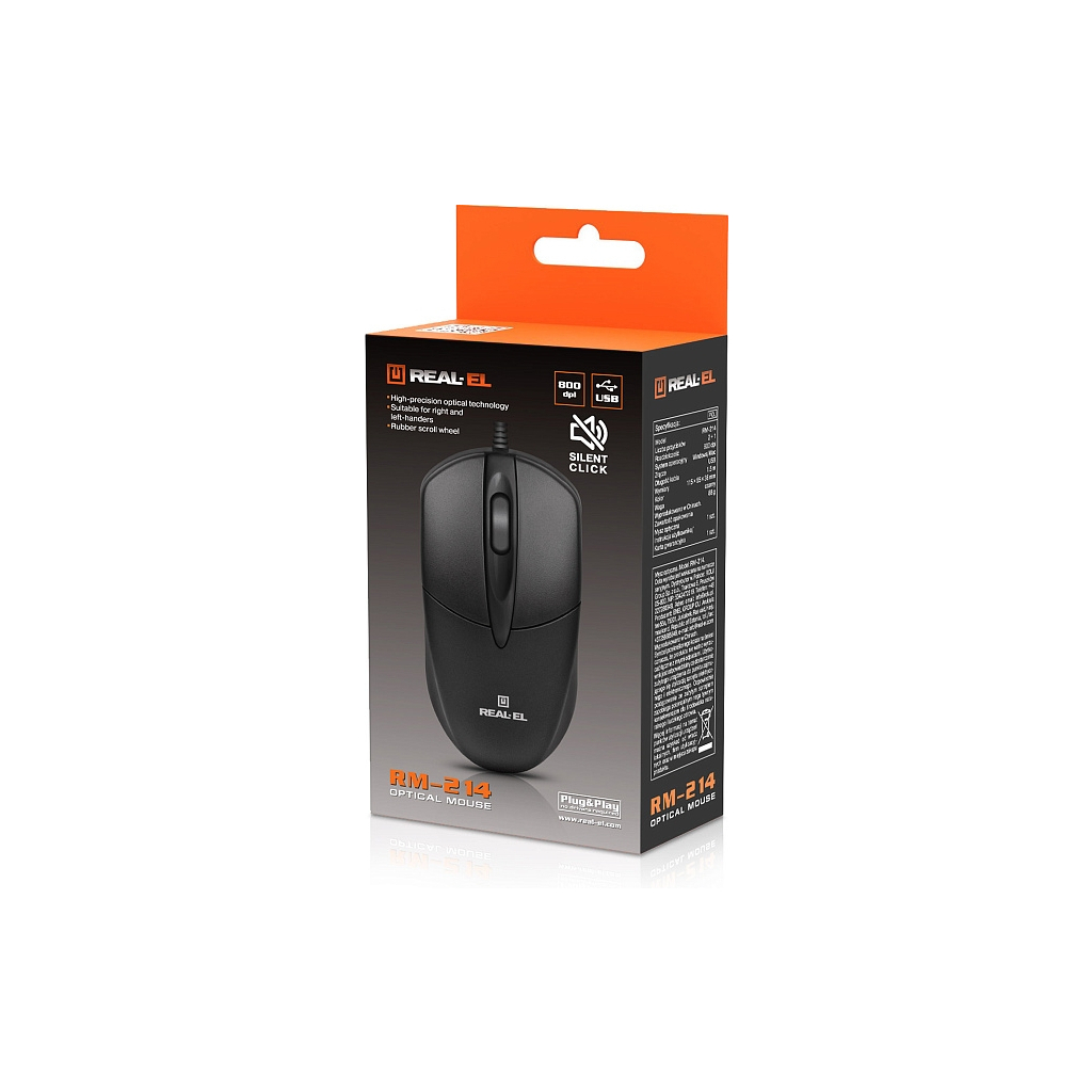 Мишь REAL-EL RM-214 Black (EL123200039) фото6