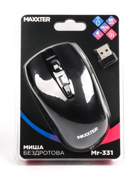 Миша Maxxter, USB, 1600 dpi, Mr-331 чорний фото2
