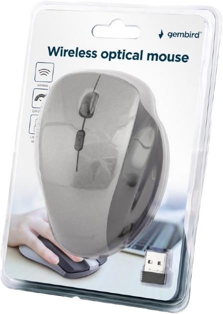 Мышь Gembird USB, 1600 dpi, 6 кнопок, серый фото3