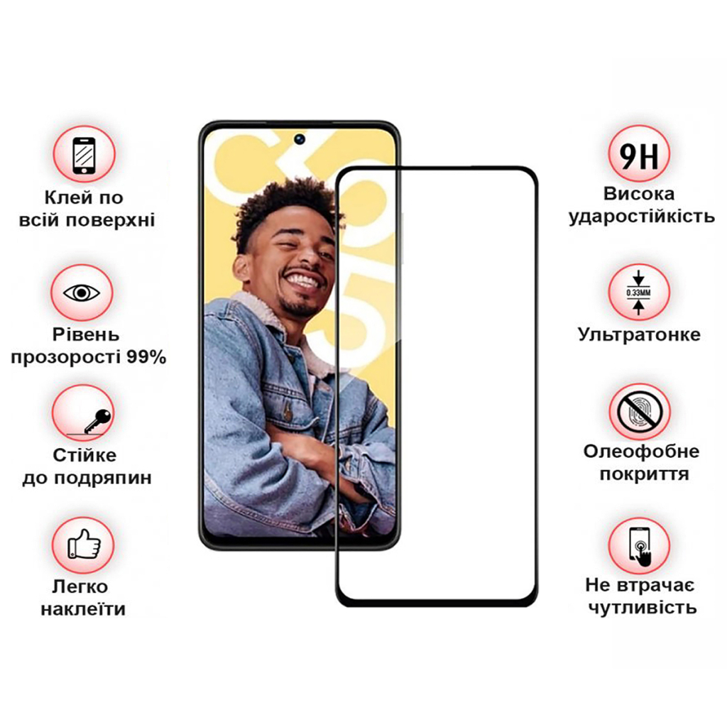 Захисне скло BeCover для Realme C55 Black (709765) фото