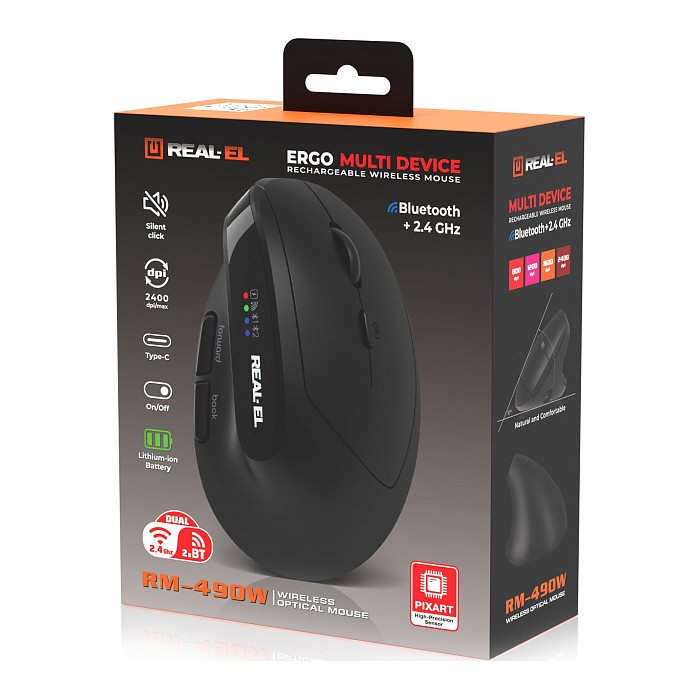 Мышь REAL-EL RM-490W Black фото10