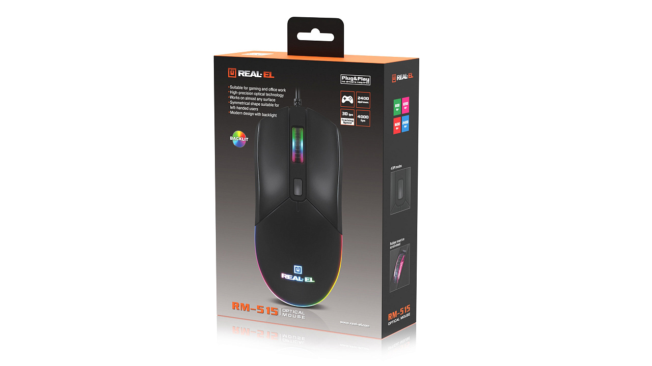 Мышь REAL-EL RM-515 Black фото12